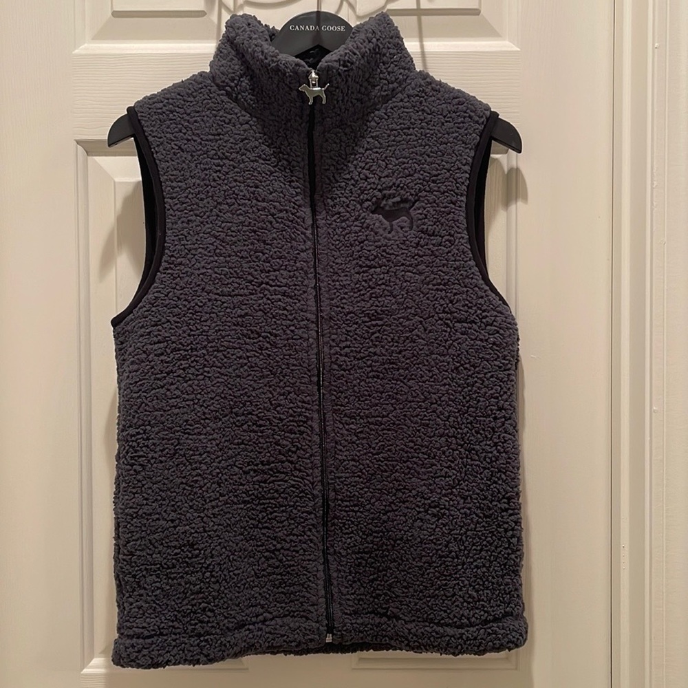 Victoria's Secret PINK Limited Edition Sherpa Campus Vest Jacket